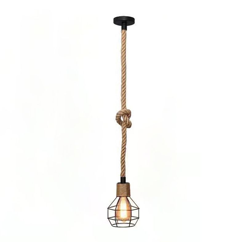 Retro Hemp Corde Chandelier Bar Restaurant Pendre de corde de chanvre Lampe suspendue