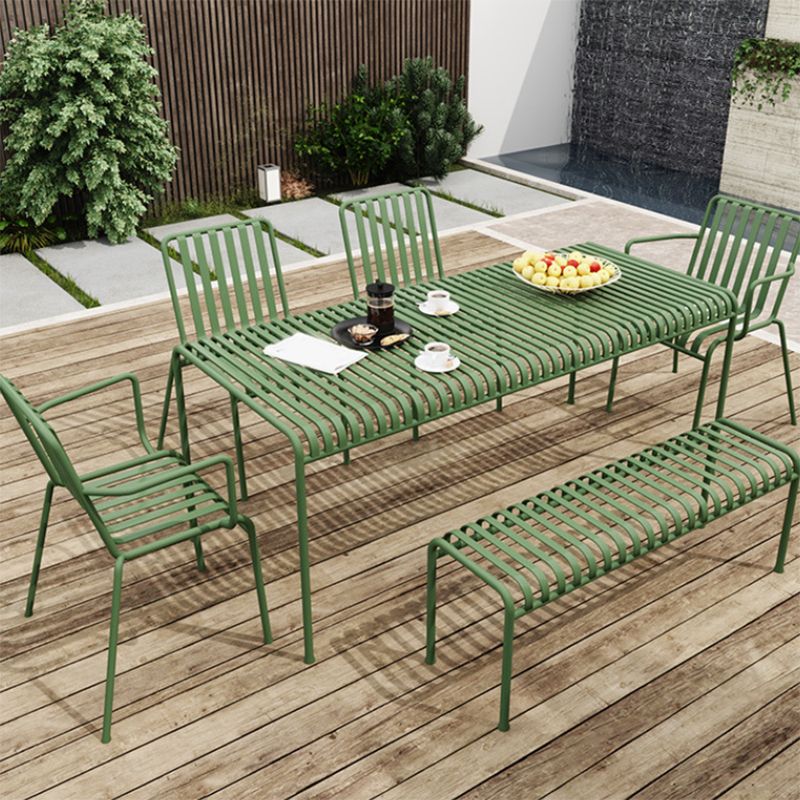 Modern Outdoor Chair Green Open Back With Arm Patio Dining Armchair