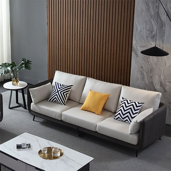 Faux Leather Stain Resistant Modern Standard Square Arm Settee Couch