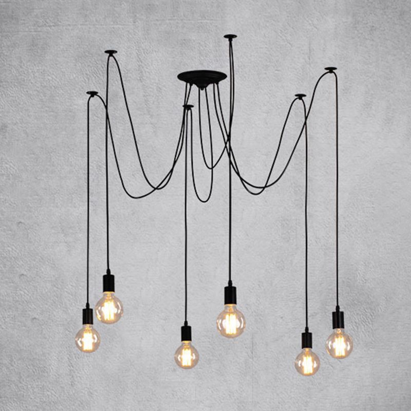 Industrial Style Bare Bulb Multi Head Hanging Light Retro Spider Shaped Pendant Lamp for Bar