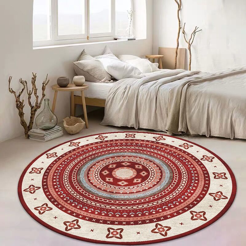 Multi Colored Moroccan Rug Polypropylene Tribal Print Carpet Non-Slip Backing Pet Friendly Indoor Rug for Bedroom