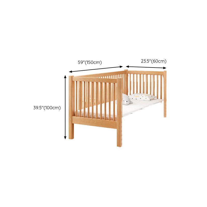 Traditional Solid Wood Nursery Bed Guardrail Washed Natural Baby Crib