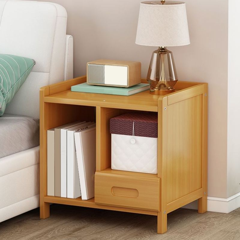 Solid Wood Bed Nightstand Drawer Storage Modern 16 Inch H Night Table with Legs