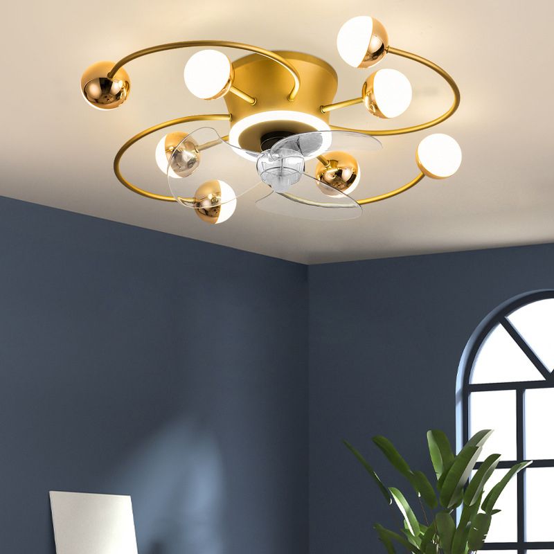 Black / Brass Ceiling Fan Light 9 - Light LED Modernism Fan Lighting Fixture