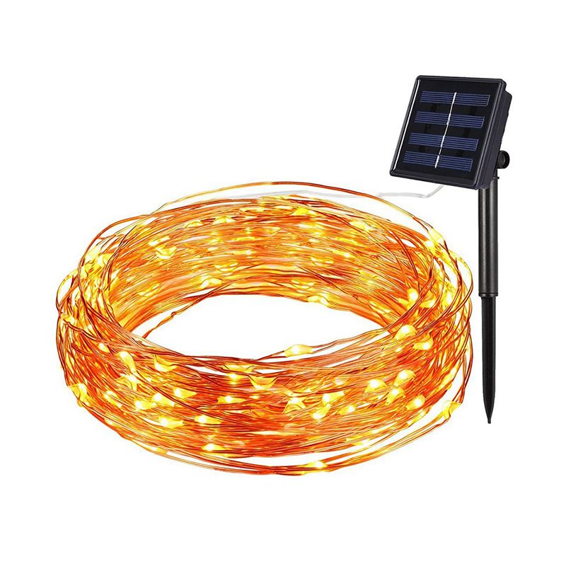 Copper Wire LED Fairy Lamp Artistic 16.4ft 50 Bulbs Solar String Lighting in Orange for Outdoor