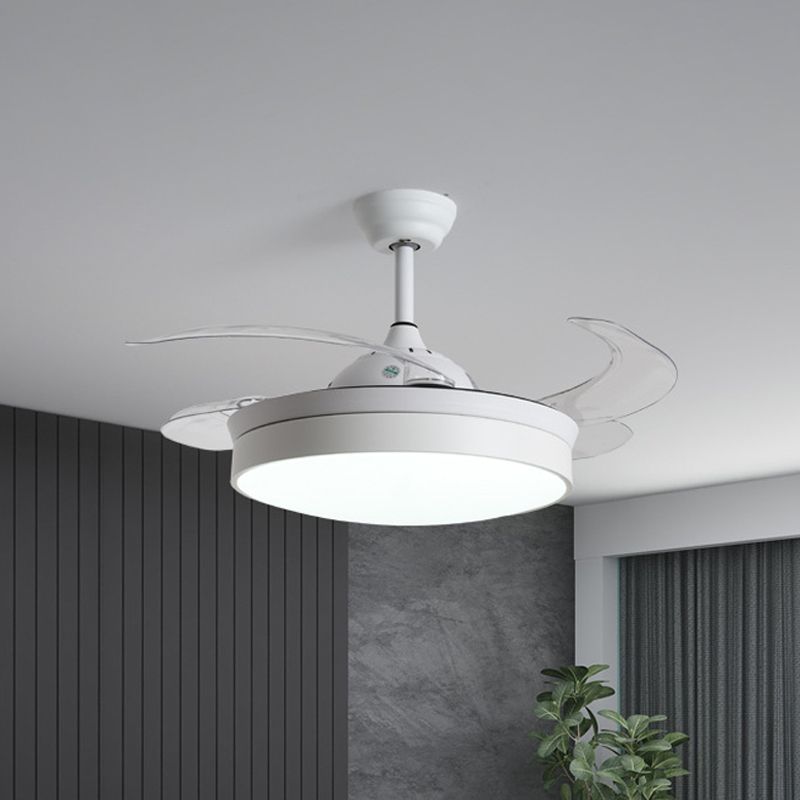 Noordse noordse trommel LED Semi Flush Ceiling Light Acryl Living Room Hangt Fan Lamp, 20 "Wijd