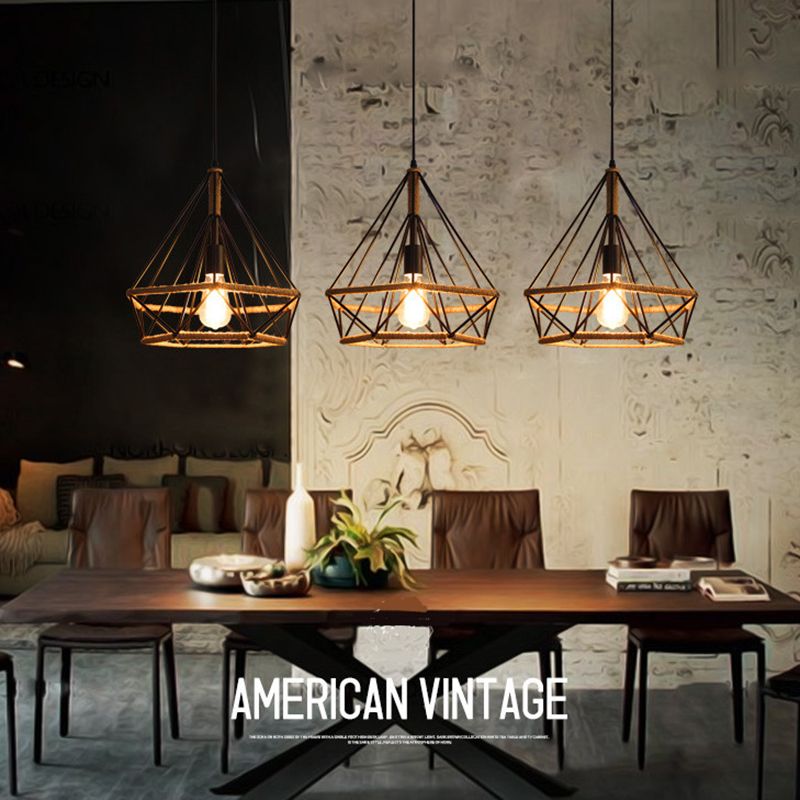 Rope Diamond Pendant Lightture Aymage Industrial Restaurant Pendant Pendant Light Kit en beige