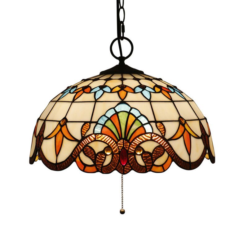 Bowl Cut Glass Pendant Chandelier Victorian 3-Light Black Hanging Ceiling Light for Dining Room