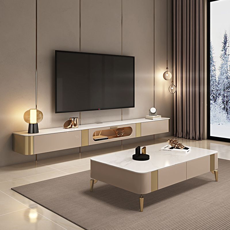 Luxury Enclosed Storage TV Stand Home Sintered Stone TV Cabinet