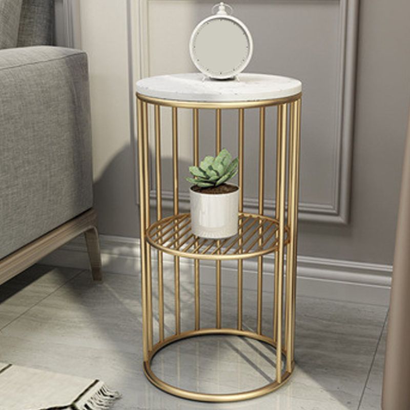 21.65" Tall Metal Glam Nightstand Open Storage Bedside Cabinet with Shelves