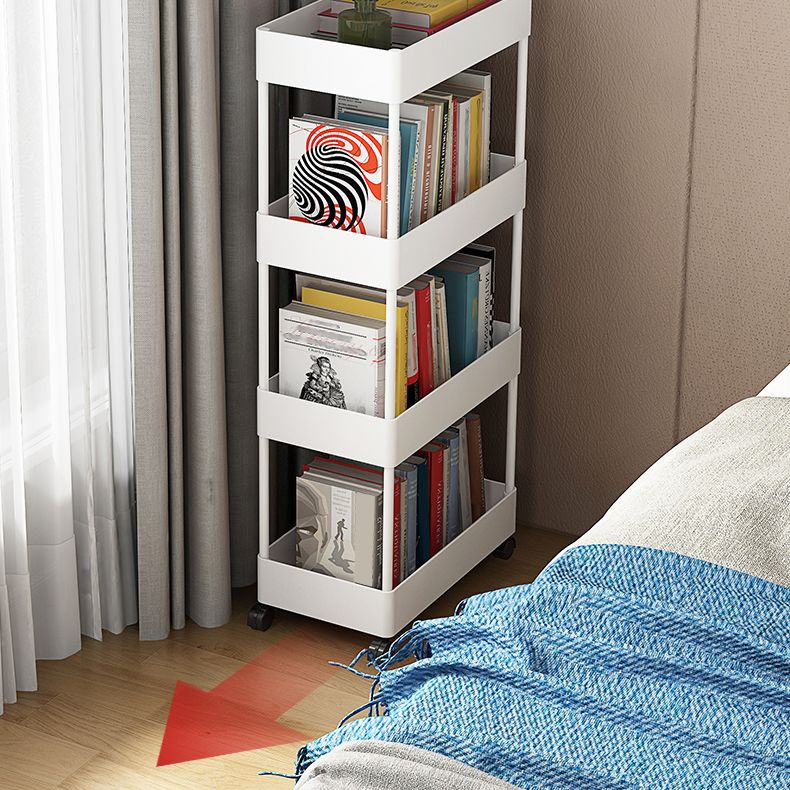 Contemporary Bookshelf Plastic Open Back Bookcase for Office with Caster Wheels