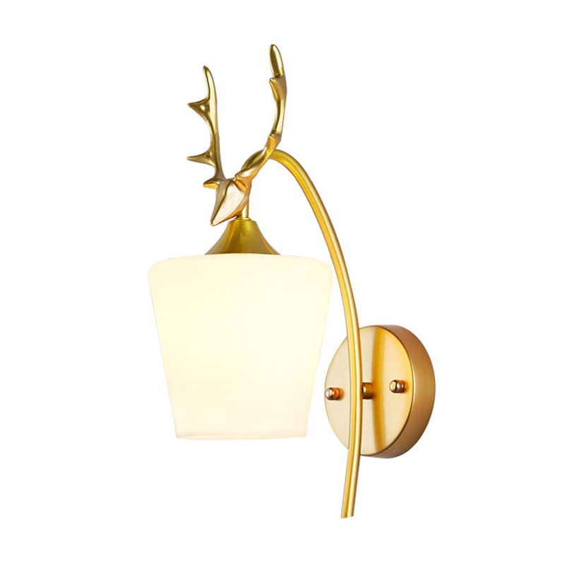 Nordic Style Vanity Light Antler Shape Vanity Lamp with Glass Shade for Living Room