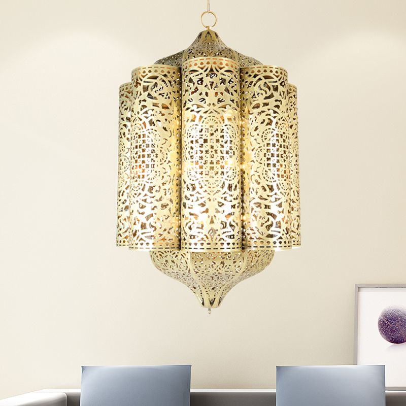 1 Head Curved Hanging Lamp Vintage Brass Metal Ceiling Pendant Light for Bedroom