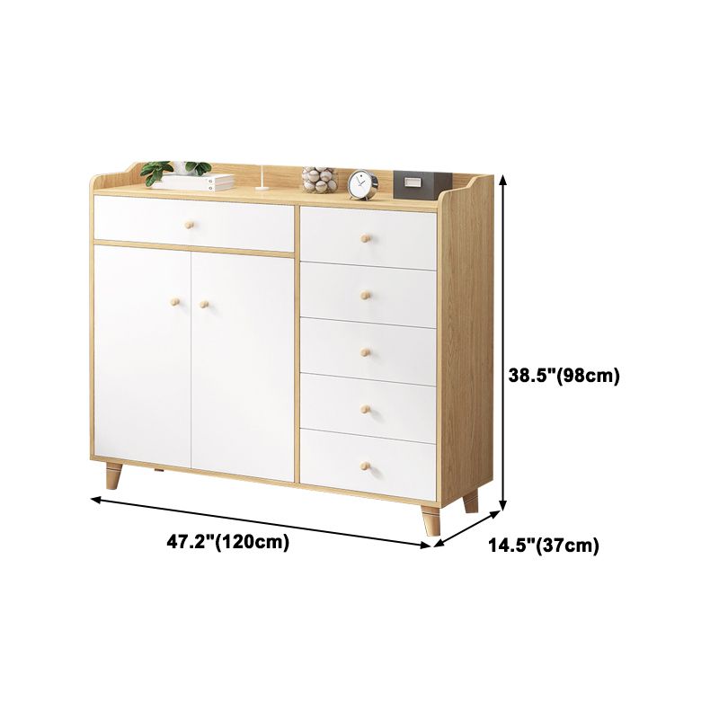 14.5 " D White Storage Chest Dresser Modern Style Storage Chest with Drawers and Doors