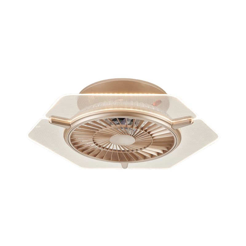 Éclairage de ventilateur de plafond en or / argent modernisme modernisme rond / hexagone semi-mmount pour le salon, 23,5 "de large