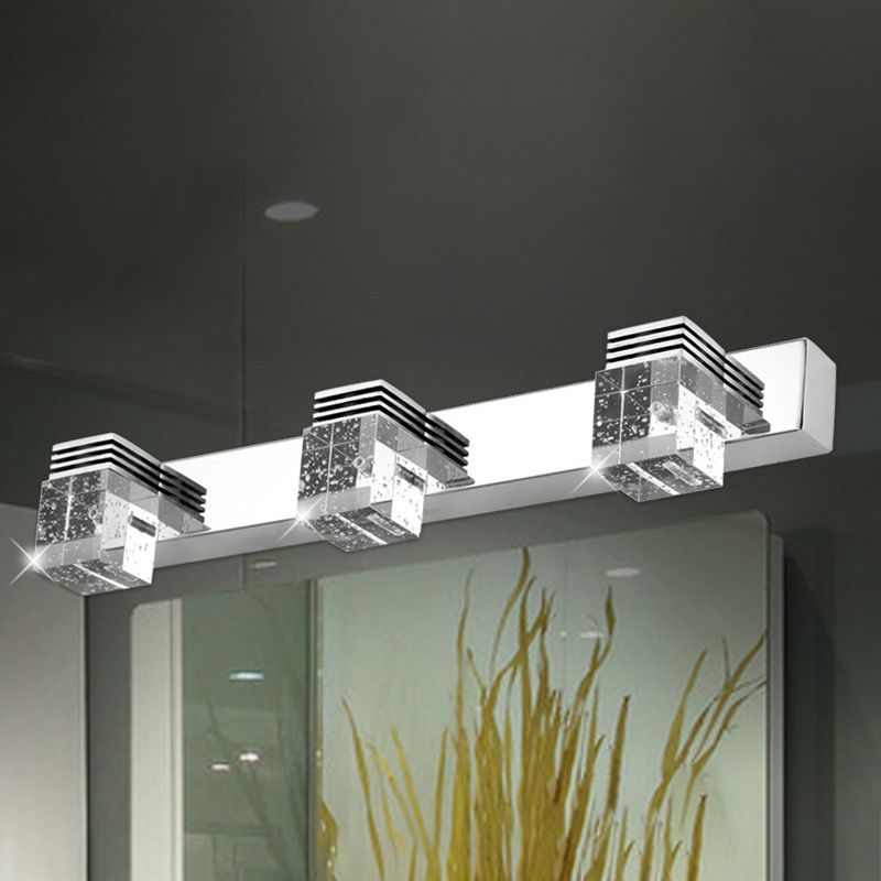 Square Crystal Wall Mounted Vanity Lights Modern Vanity Lighting Fixtures for Bathroom