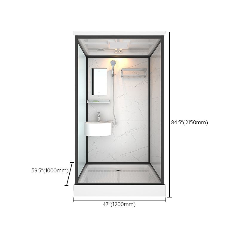 Contemporary Shower Stall Black Framed Tempered Glass Shower Stall