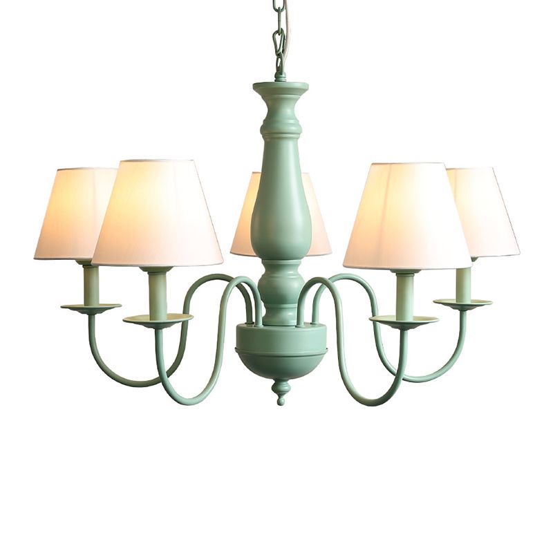 Lustre de plafond vert de style moderne swooping bras metal à 5 ​​lights pendant éclairage