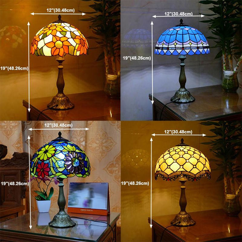 Tiffany Style Table Lamp 1-Light Desk Lamp with Glass Shade for Bedside