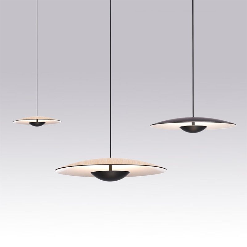 Nordic Modern Creative Metal Pendant Light Flat Round LED Small Suspension Light  for Bedroom