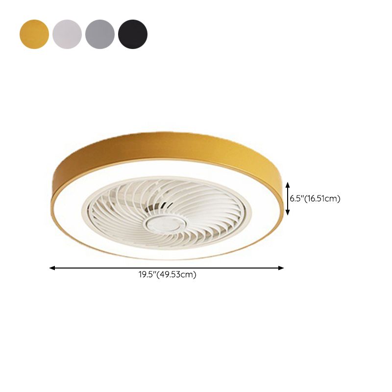 Modernism Drum Ceiling Fan Plastic and Acrylic LED Fan Fixture in 4 Colors