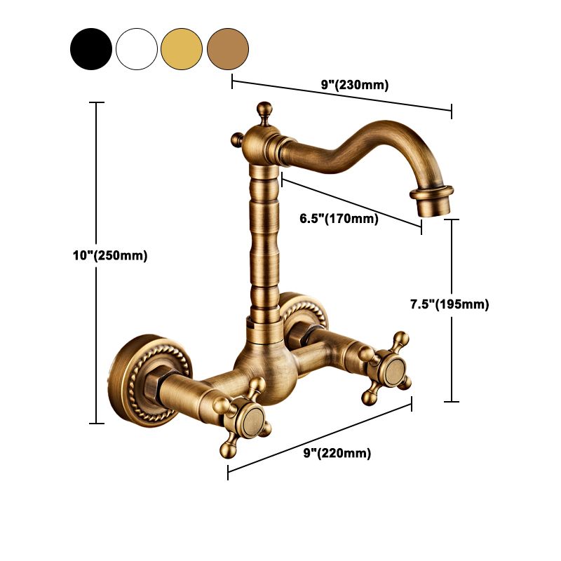 Glam 2-Handle Bathroom Sink Faucet 2-Hole Wall Mounted Bathroom Faucet