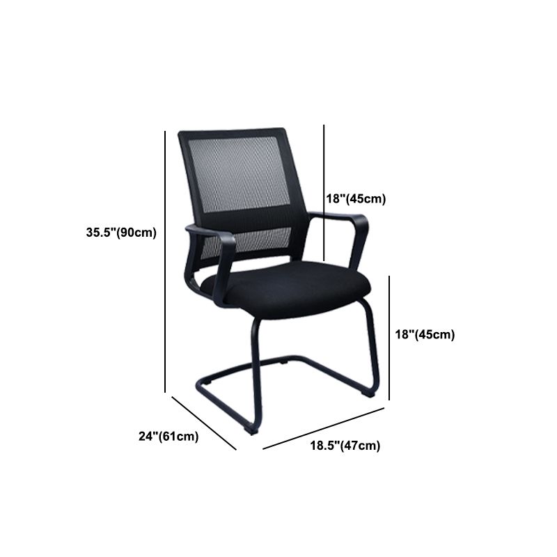 Contemporary Office Chair Fixed Arms Lumbar Support Conference Chair