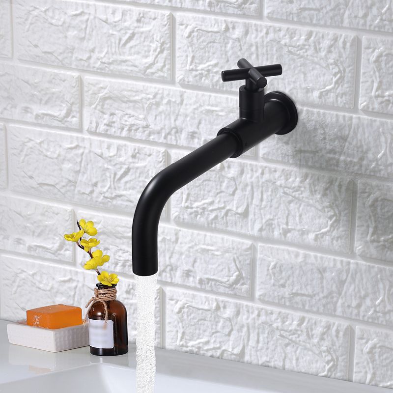 Contemporary Wall Mounted Bathroom Faucet Cross Handles Stainless Steel Faucet