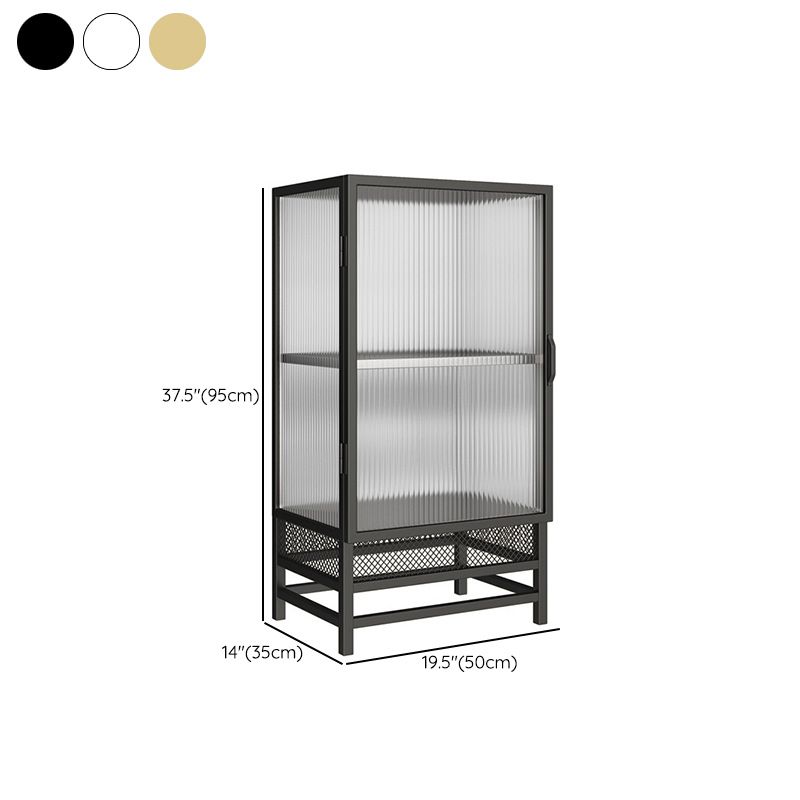 Glam Metal Curio Cabinet Glass Doors Display Cabinet for Living Room