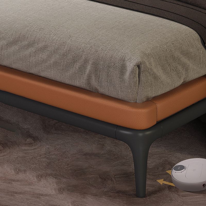 Contemporary Animal Theme Bed with Upholstered Headboard in Leather