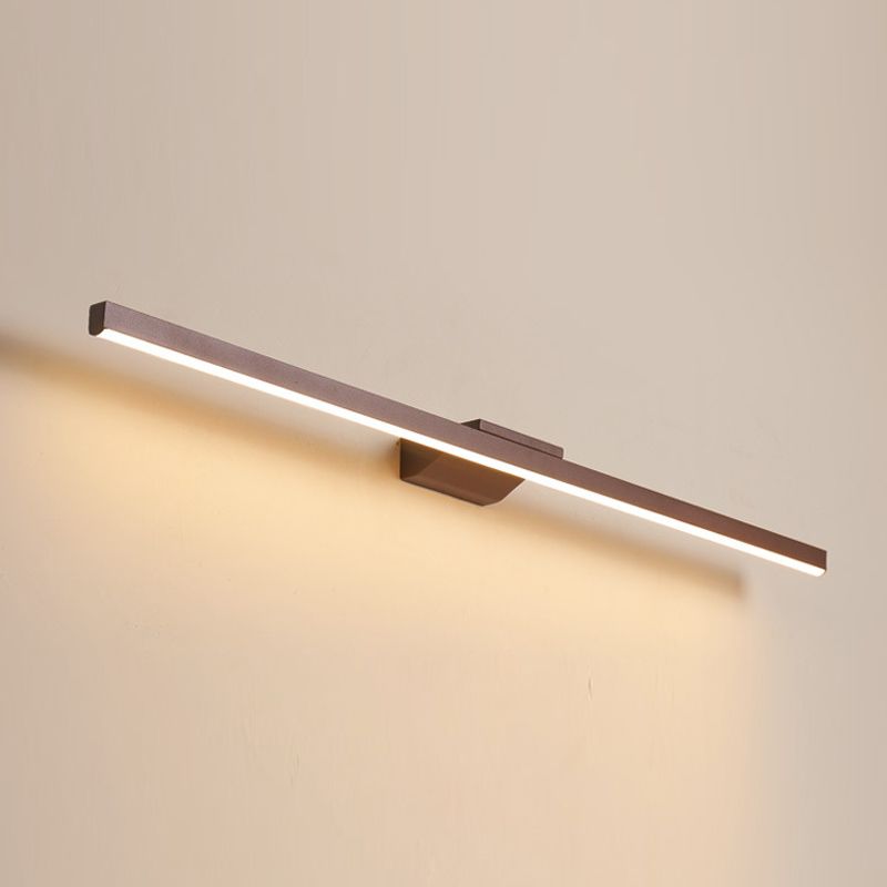 Modern Style Linear Vanity Mirror Lights Metal 1 Light Vanity Sconce Lights in Brown