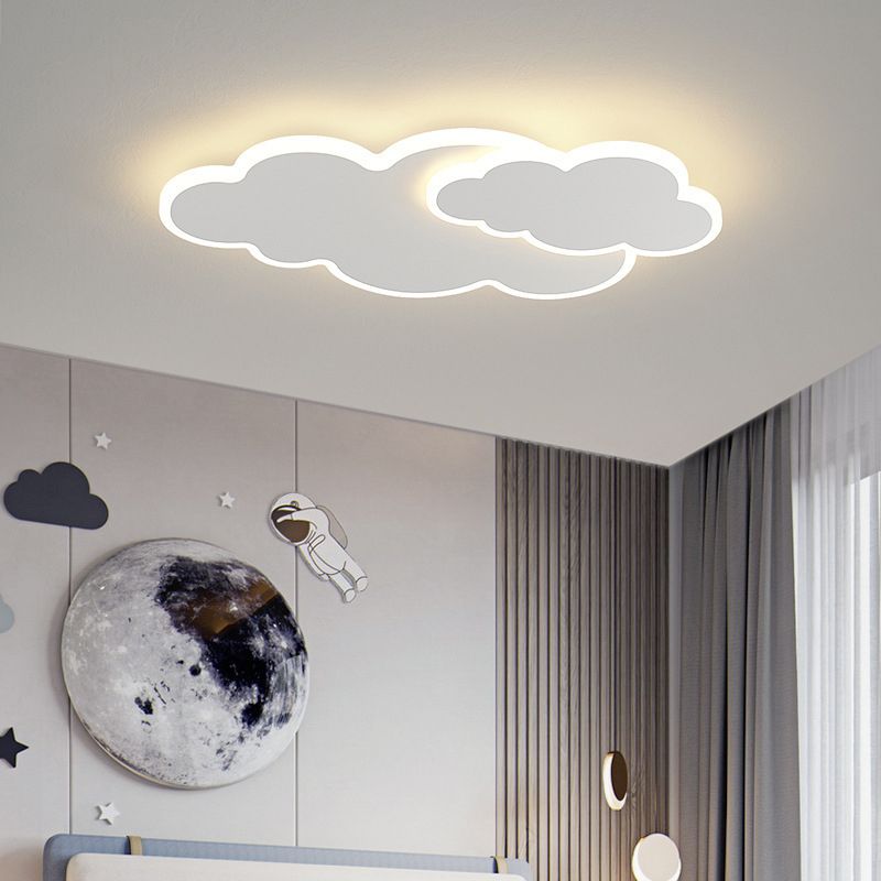 Cloud Shape Flush Light Modern Style Metal 2 Lights Flush Mount for Bedroom