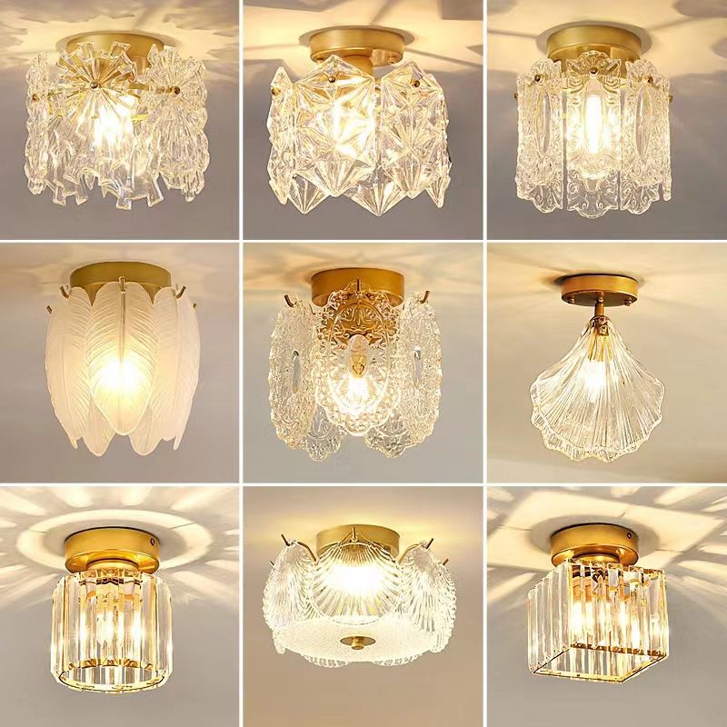 1-Light Flush Mount Modern Crystal Flush Mount Ceiling Light