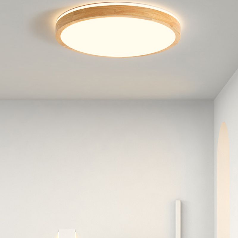 Wood Circular Flush Mount Light Fixture Modern 1 Light Flush Mount