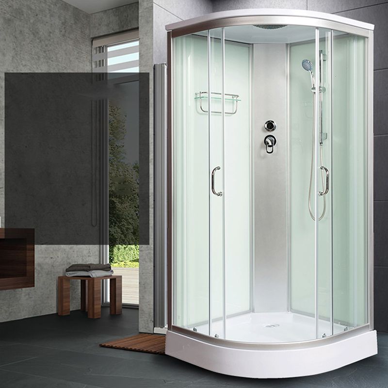 Double Sliding Shower Stall Semi-Frameless 82.5" H Shower Stall in White