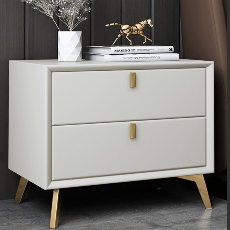 Contemporary Bed Nightstand Leather Bedside Cabinet with Drawers