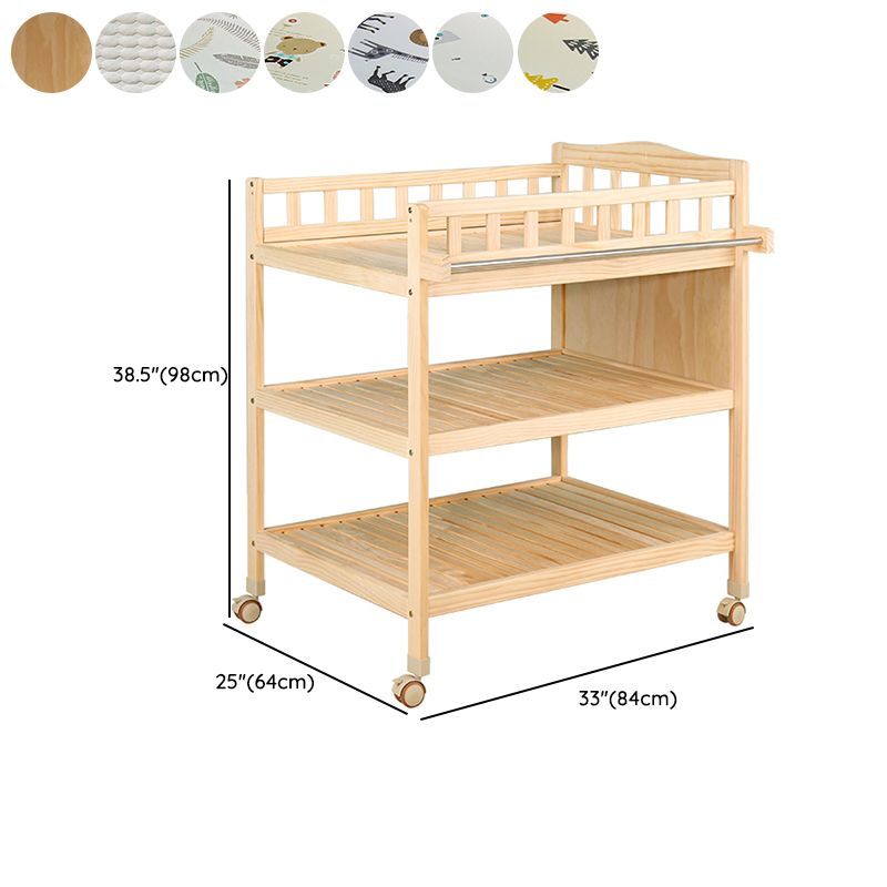 Modern Changing Table with Safety Rails, Wooden Baby Changing Table