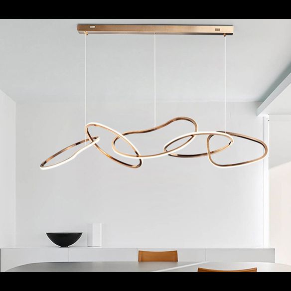 Nordic Simple suspendu plusieurs anneaux lustre pendant léger en métal plafonnier luminaire pour restaurant