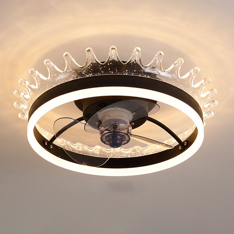 Modern Concise LED Ceiling Fan Light Iron Circular Ceiling Fans with Acrylic Shade