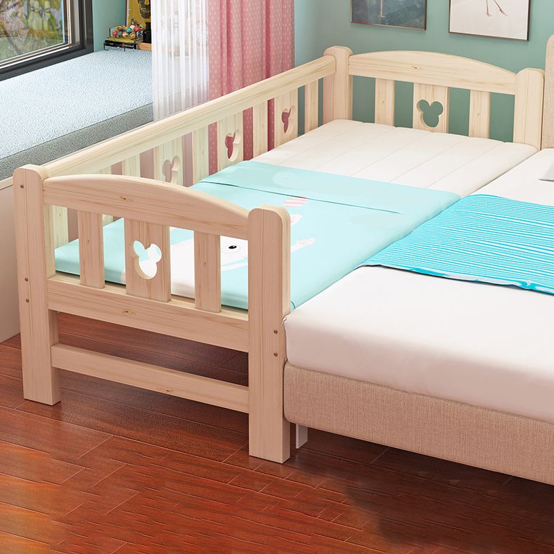 Wood Standard Bed Frame with Mattress Modern Panel Bed in Natural