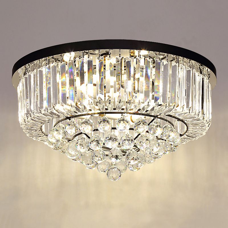 Crystal Round Flush Mount Lights Contemporary Style Multi Lights Flush Ceiling Light