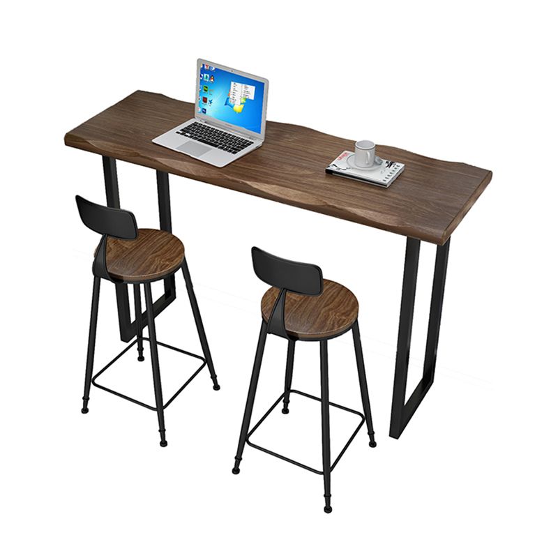 Modern Bar Dining Table Indoor Rectangle Wood Bar Table Sled Base in Black