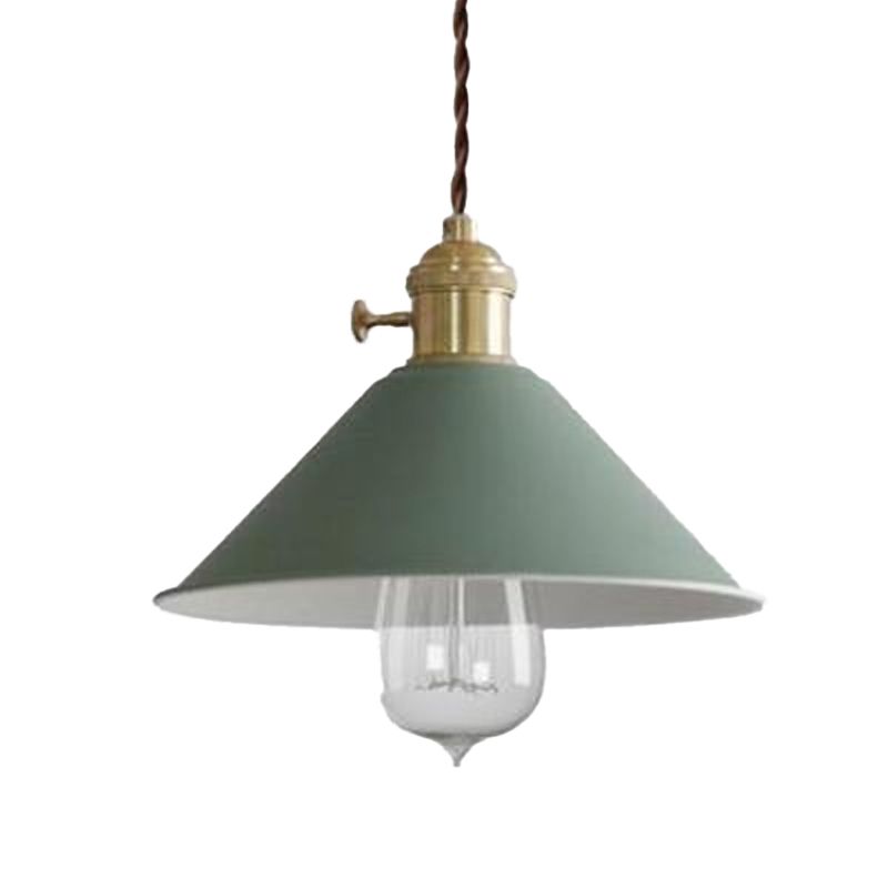 Macaron Hanging Light Fixture 1-Light Pendant Lamp With Iron Shade for Living Room