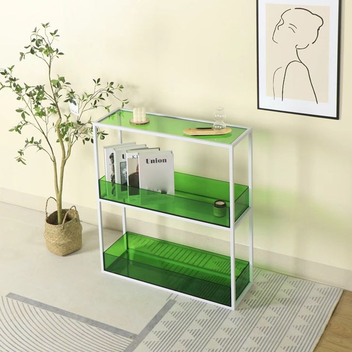 Contemporary Acrylic Bookcase Etagere Open Back Bookshelf with Shelves