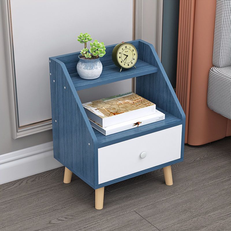 Modern Accent Table Nightstand Antique Finish Night Table with Legs