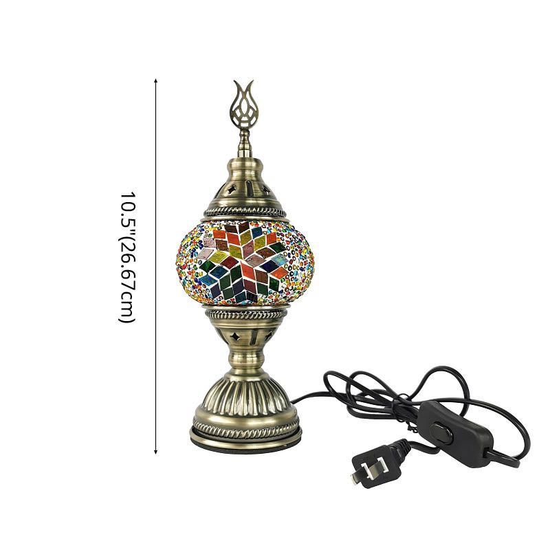 1 Head Handmade Multicolored Glass Table Light Moroccan Lantern Bedroom Night Lamp