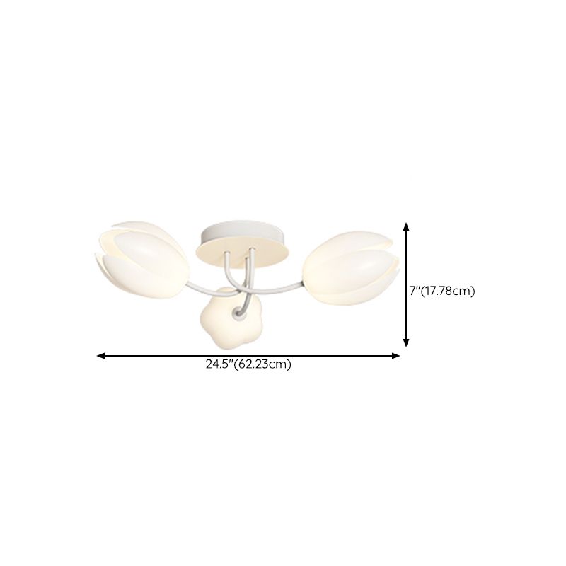 Modern Metal Flush Mount Flower Shape Ceiling Light with Plastic Shade for Living Room