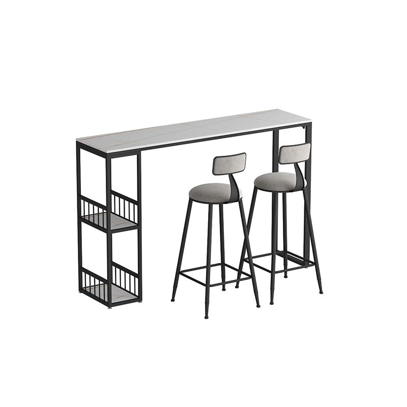 Glam -stijl 41.3 "H Bar Tabel Marmeren Wit Rechthoek Top Bistro Table voor woonkamer