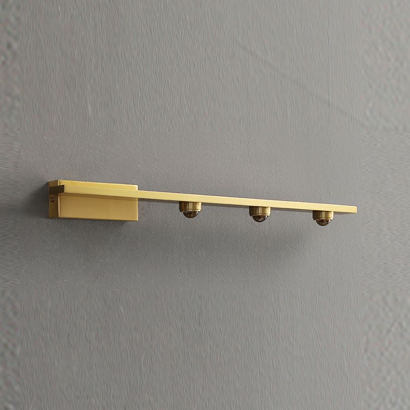 Linear Metal Wall Sconce Modern Style Multi Lights Mirror Wall Mount Lighting in Brass