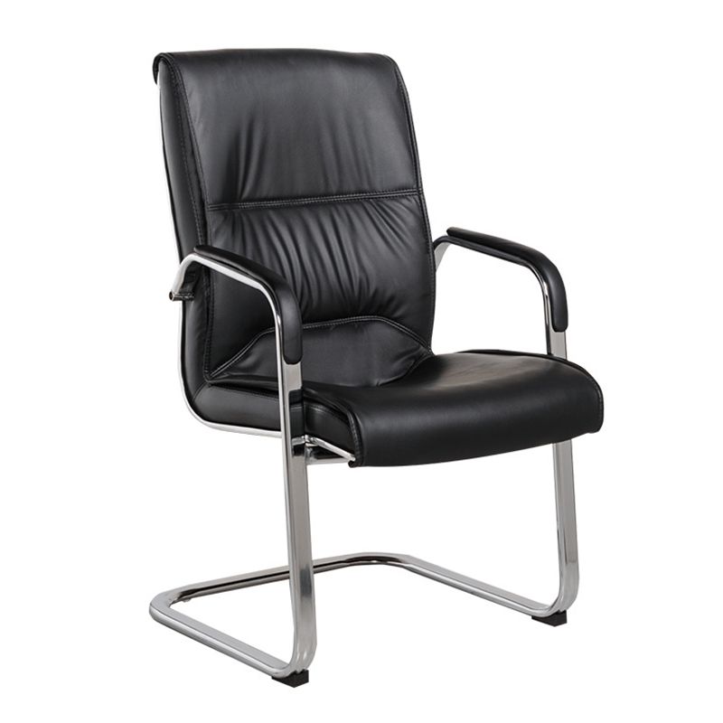 Contemporary Desk Chair Black Leather Arms Included Office Chair